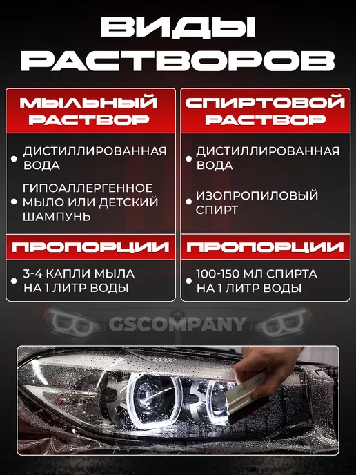GScompany Черная тонировочная самоклеящаяся пвх пленка для фар 3 слоя, черный, фото 8