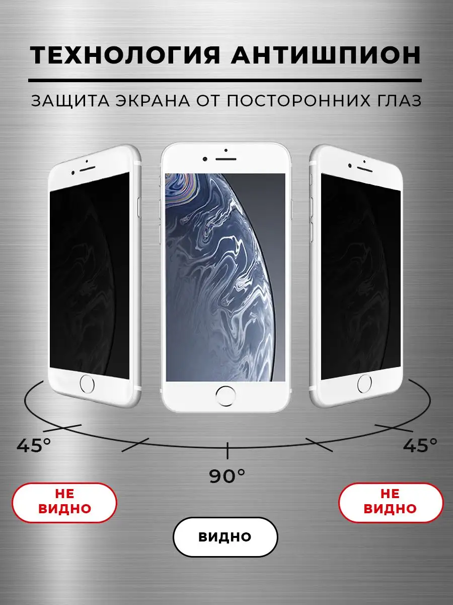 Защитное стекло на iPhone 7, 8, 6s, 6, se 2020 антишпион GlassMaier  166708177 купить за 171 ₽ в интернет-магазине Wildberries