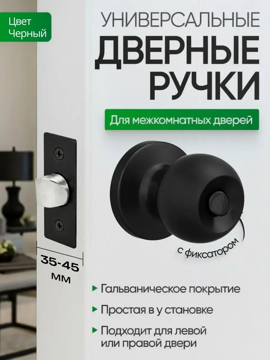 Ручка дверная межкомнатная с защелкой кноб