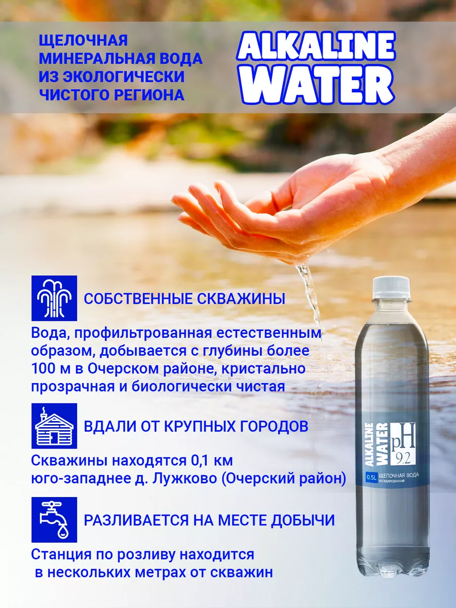 Щелочная вода pH 9,2 негазированная 12 шт по 0,5 л Alkaline Water 166724605  купить за 733 ₽ в интернет-магазине Wildberries