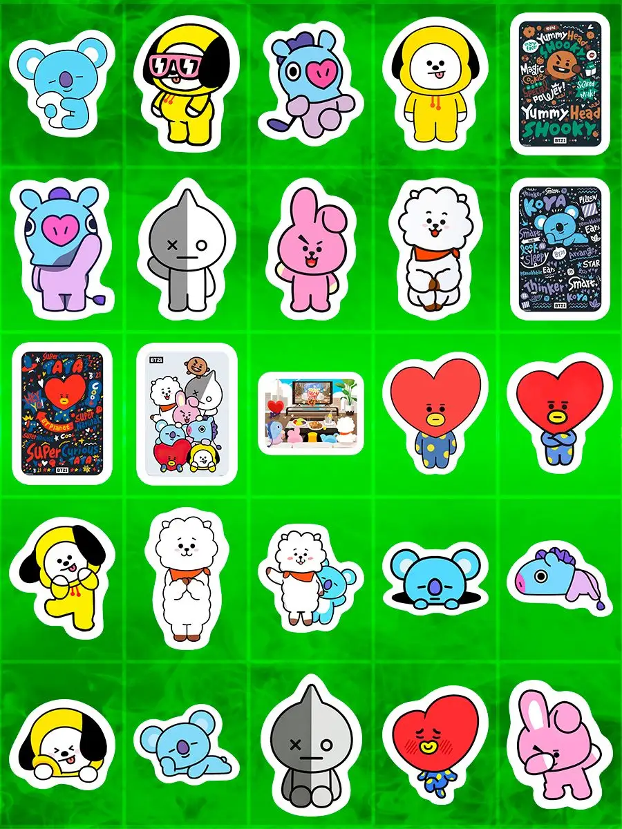 Наклейки на телефон стикеры для декора БТС BTS BT21 БТ21 Sticker Rush  166745103 купить за 145 ₽ в интернет-магазине Wildberries