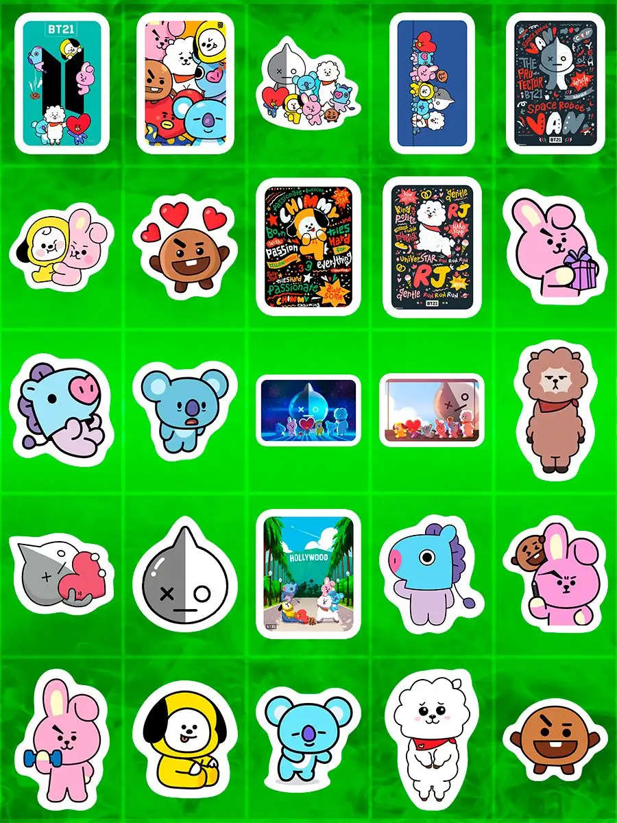 Наклейки на телефон стикеры для декора БТС BTS BT21 БТ21 Sticker Rush  166745103 купить за 150 ₽ в интернет-магазине Wildberries