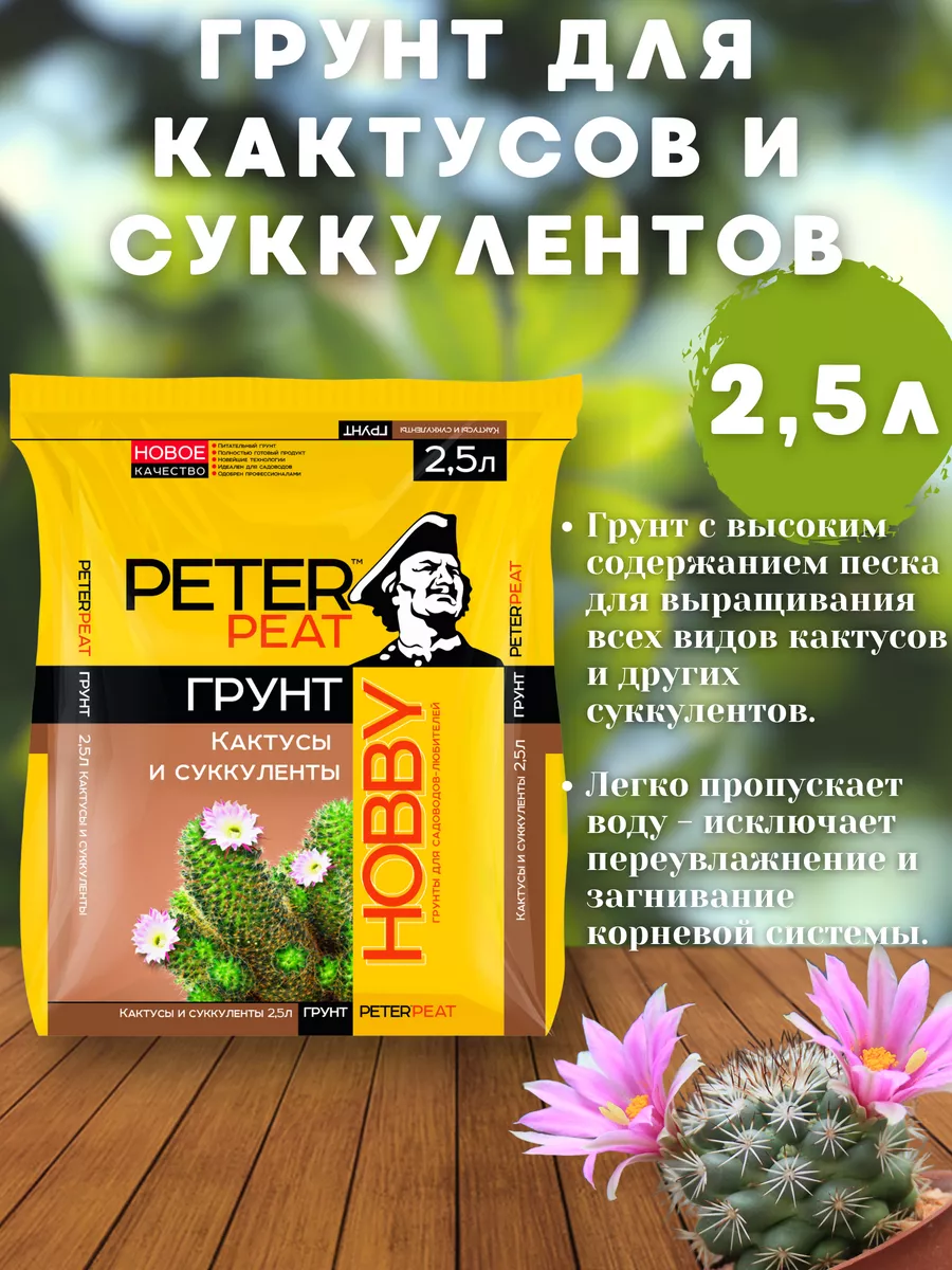 Грунт для кактусов суккулентов 2.5л земля питер пит Peter Peat 166751460  купить за 179 ₽ в интернет-магазине Wildberries