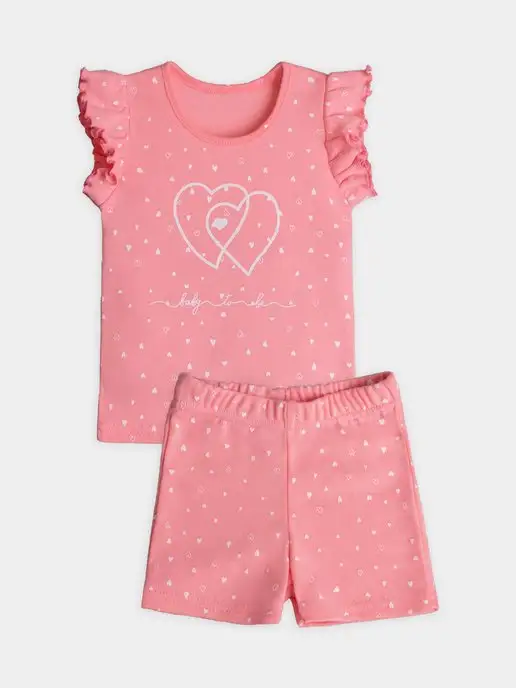 Mami-kids Пижама для новорожденной девочки костюм с шортами, розовый, фото 4
