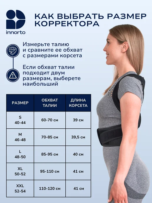 INNORTO Ортопедический ортез для грудного отдела позвоночника, черный, фото 5