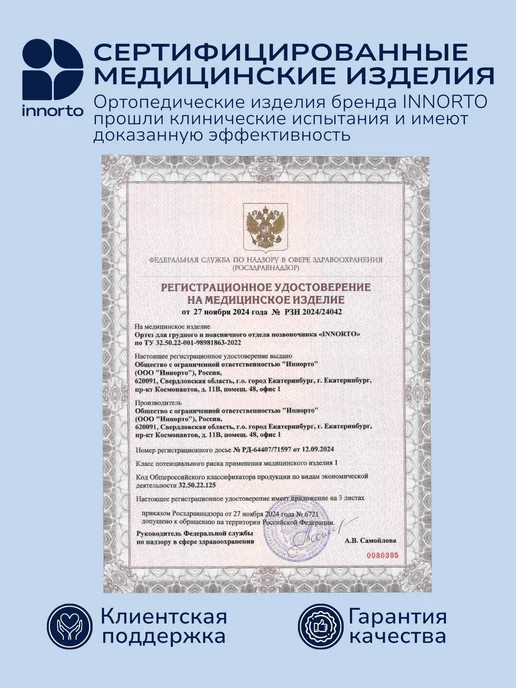 INNORTO Ортопедический ортез для грудного отдела позвоночника, вариант, фото 6