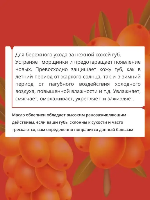 Дары кавказской природы Бальзам для губ натуральный Облепиха, вариант, фото 2