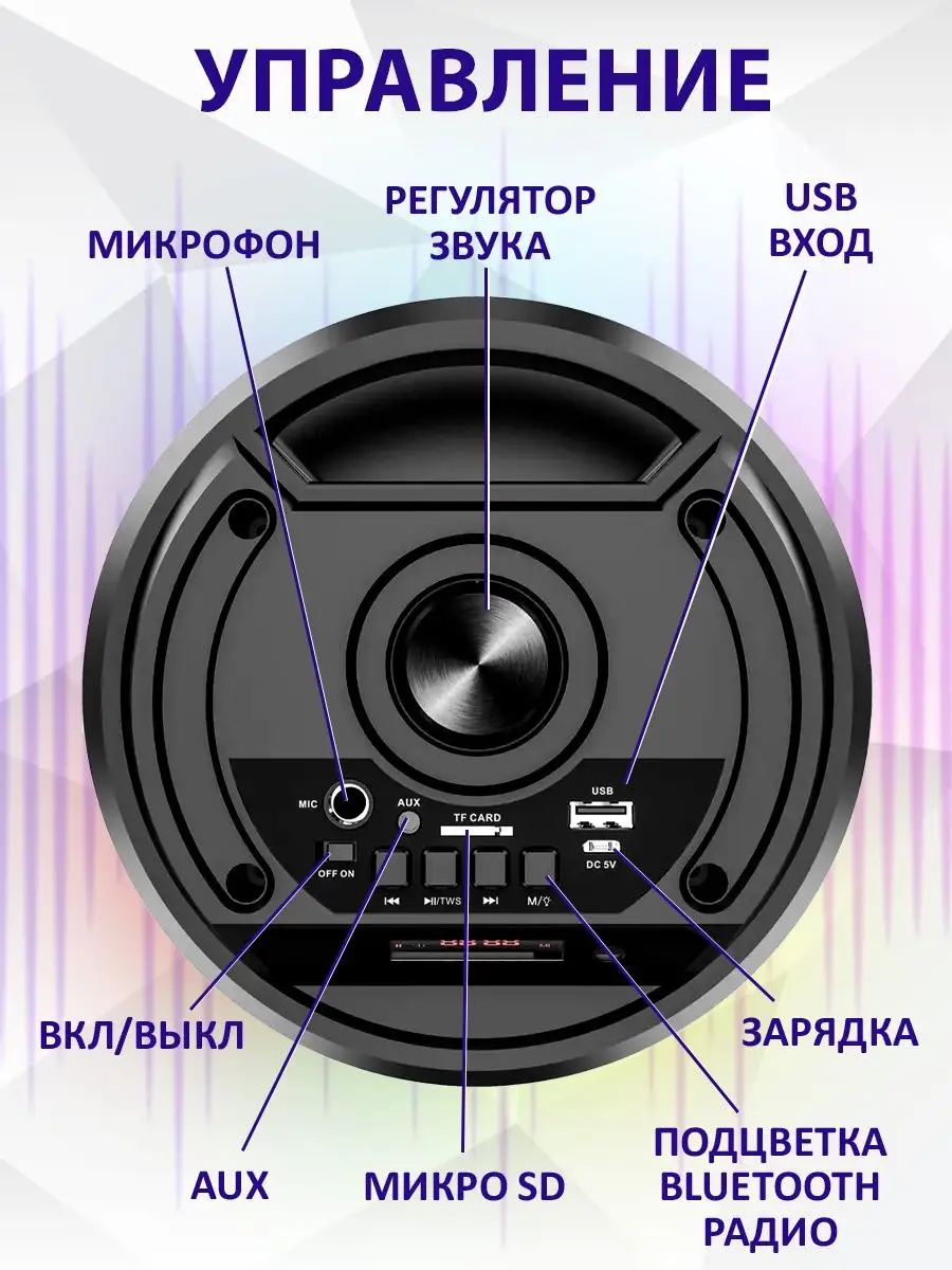 Колонка беспроводная портативная с караоке Bluetooth Ryzo 166826299 купить  за 1 295 ₽ в интернет-магазине Wildberries