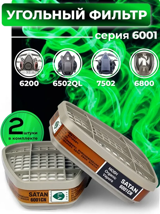 LI54 Угольный фильтр для респиратора 6001, вариант, фото 2