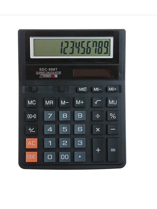 NIXO Калькулятор настольный SDC-888T, 12 разрядный, черный