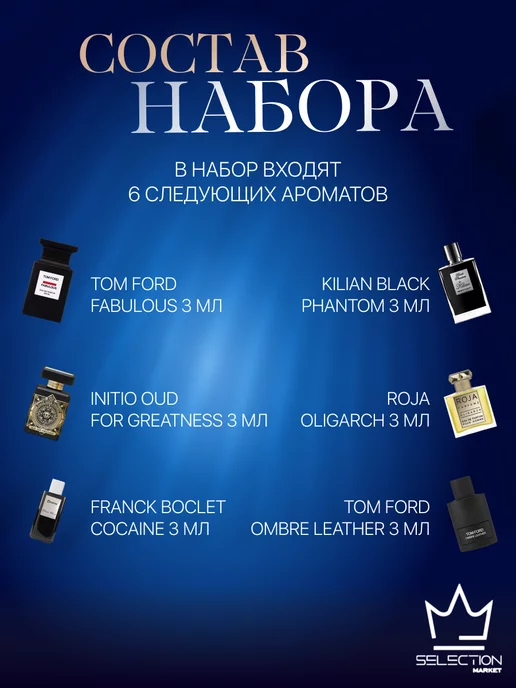 Selection Market Набор духов "ИЗ ЧЕРНОГО МЕРИНА" 6 по 3мл, 3 мл, фото 2