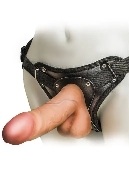 ToyForFun Женский страпон с 2 насадками и поясом Harness 15см, бежевый, фото 2