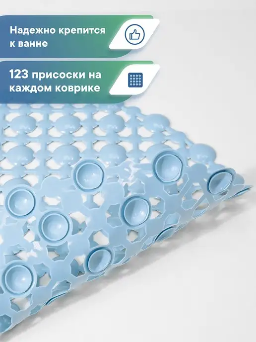 VILINA Коврик для ванной противоскользящий быстросохнущий, голубой, фото 3