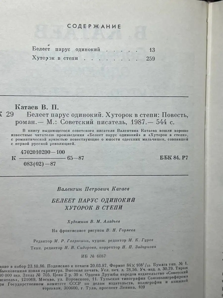 Белеет парус одинокий. Хуторок в степи Советский писатель. Москва 167076361  купить в интернет-магазине Wildberries