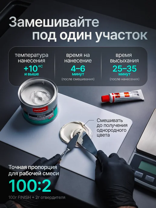 NOVOL Шпаклевка автомобильная со стекловолокном FIBER 0,2 кг, 0,25 кг, фото 5