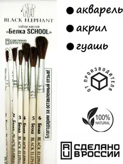 Кисти для рисования " Белка SCHOOL " 6шт Black Elephant 167146634 купить за 289 ₽ в интернет-магазине Wildberries