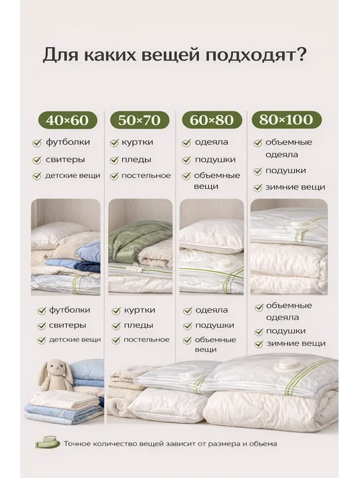 GFG Premium Вакуумные пакеты для одежды и вещей с насосом многоразовые, 50x70, фото 4