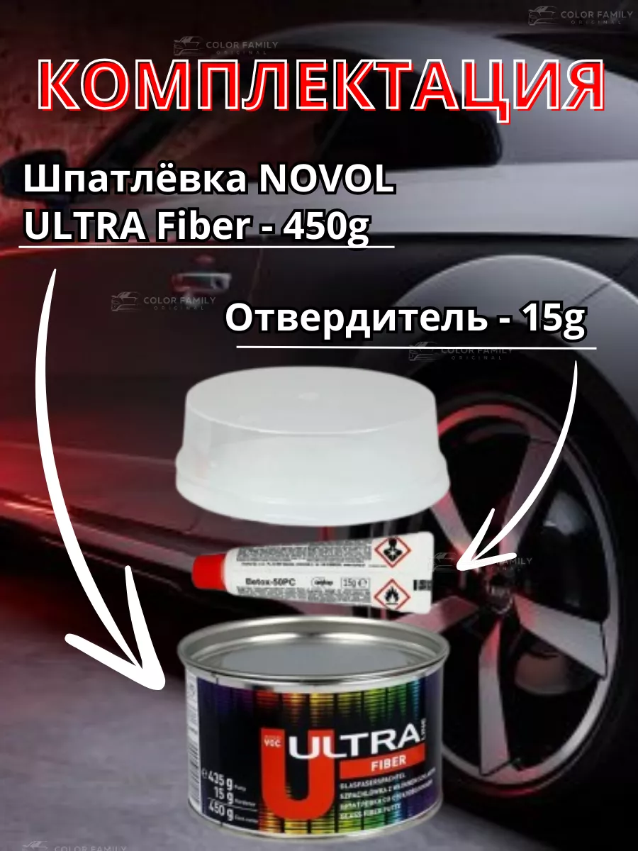 Шпатлевка отделочная со стекловолокном ULTRA Fiber 0,45 кг NOVOL 167172230  купить за 503 ₽ в интернет-магазине Wildberries