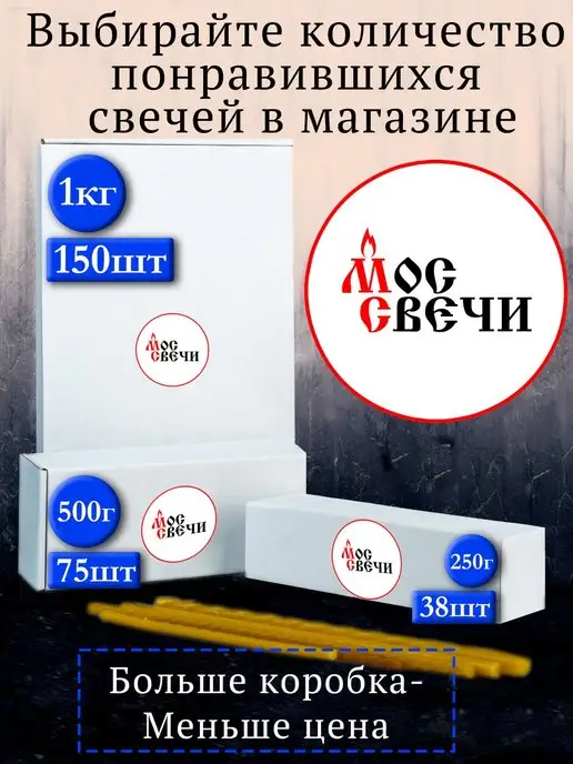 МосСвечи Свечи восковые синие 150 ш150 шт для ритуалов и скруток, синий, фото 4