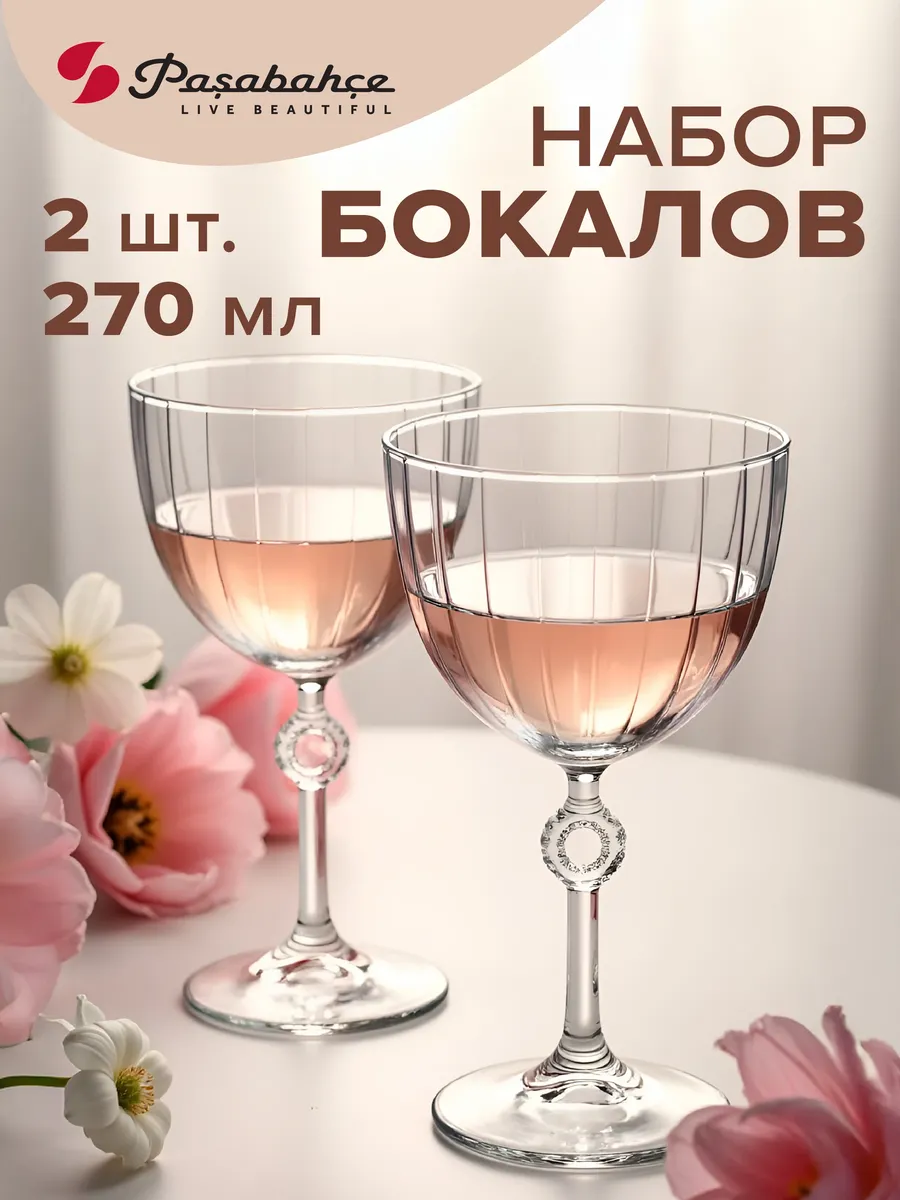 Бокалы для вина 270 мл набор подарочный 2 шт. рифленые