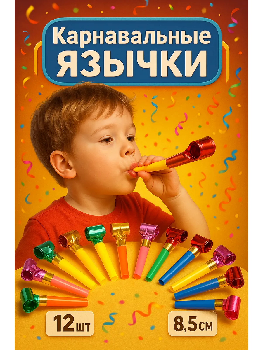 Дуделки для праздника набор 12 штук цвета микс