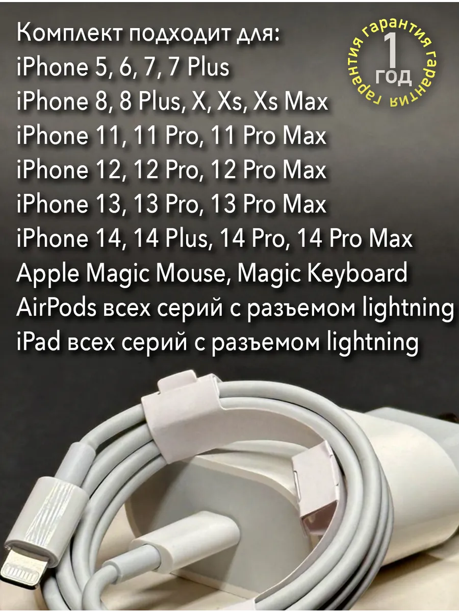 Быстрая зарядка type-c для iPhone с Lightning в комплекте МегаМаркт24  167316260 купить за 583 ₽ в интернет-магазине Wildberries