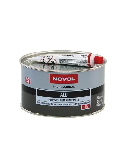 NOVOL Шпатлевка автомобильная с алюминием Alu Putty 0,25 кг, 1,8 кг