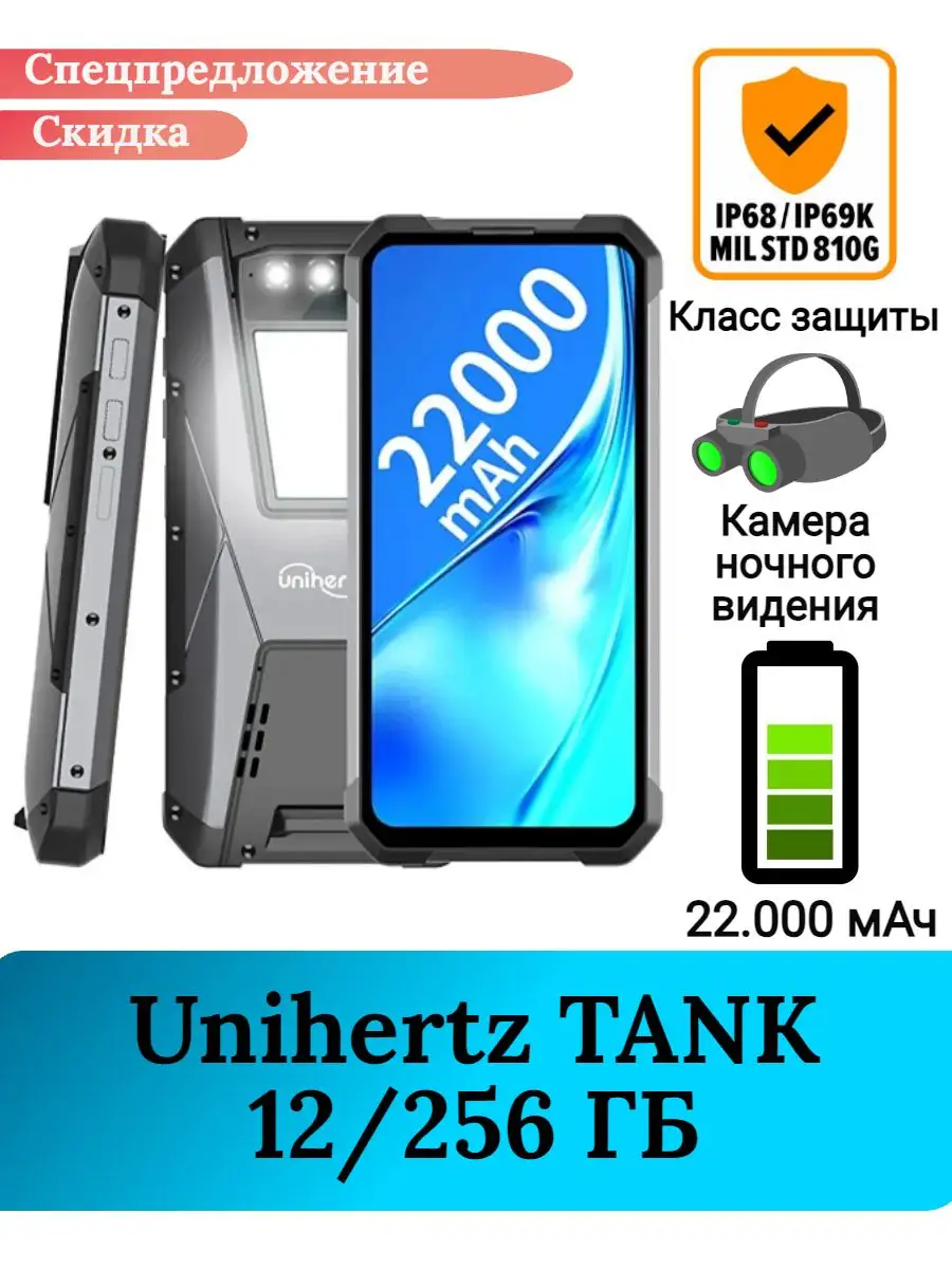 Защищенный смартфон Unihertz TANK, 12+256 Gb Unihertz 167344880 купить в  интернет-магазине Wildberries