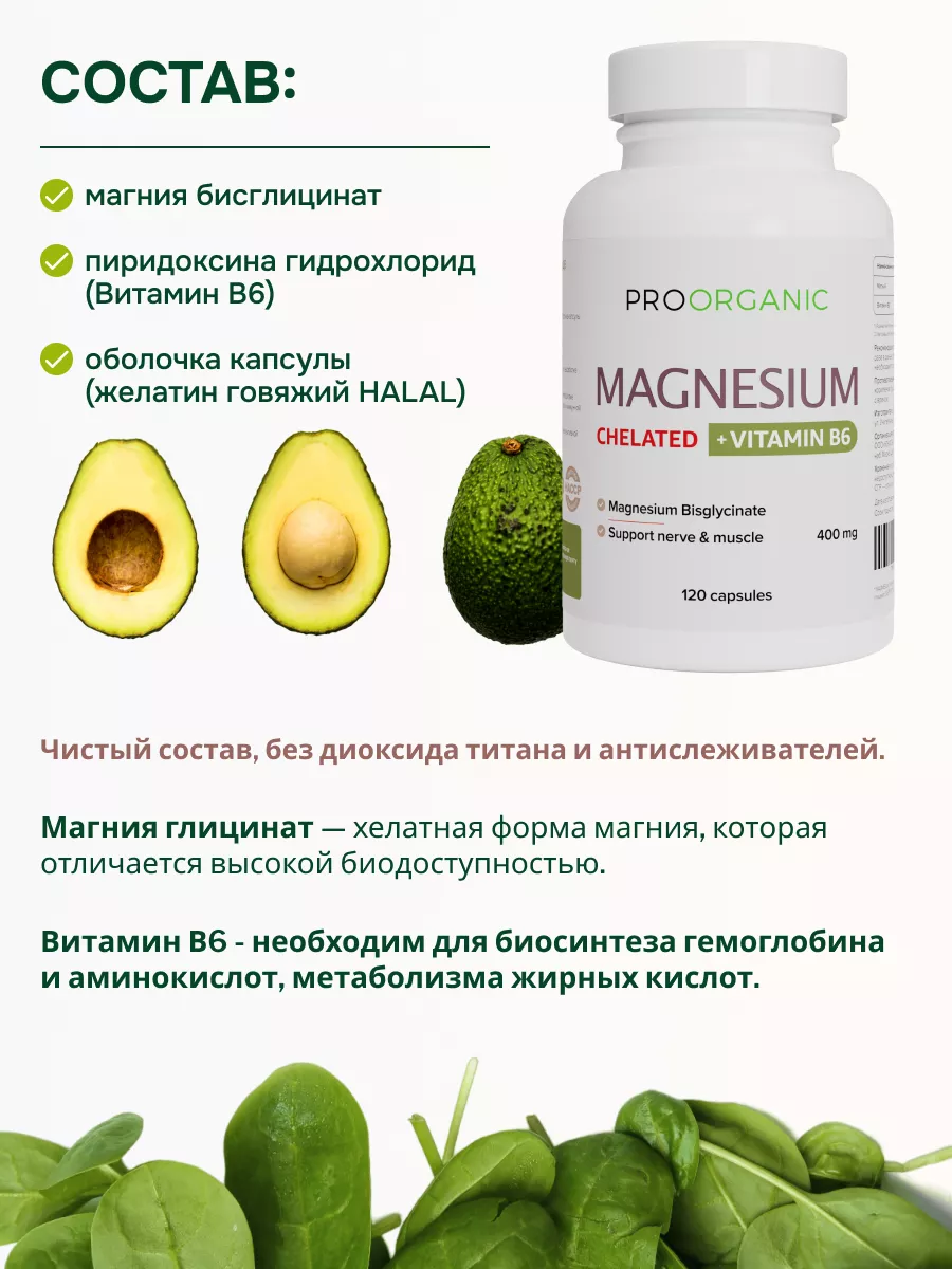 Магний В6 глицинат PROORGANIC 167513836 купить за 1 014 ₽ в  интернет-магазине Wildberries