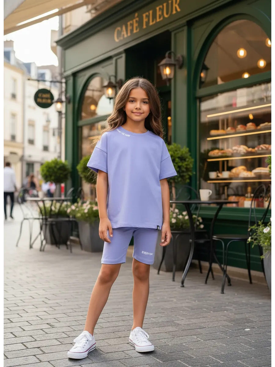 Комплект: Фуфайка (футболка) + Шорты, Pale Iris 17-3929