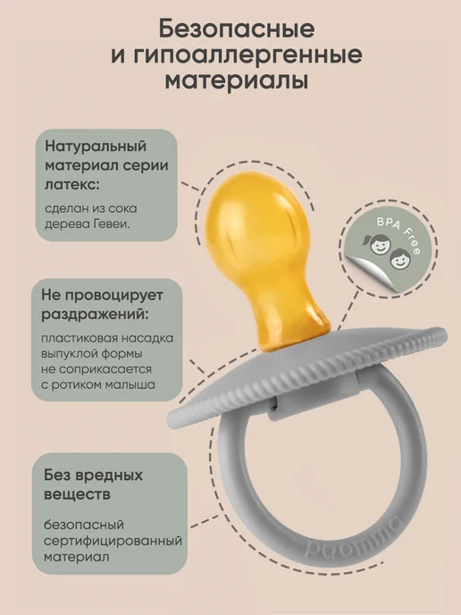 paomma Пустышка для новорожденных 0+, серый, фото 3