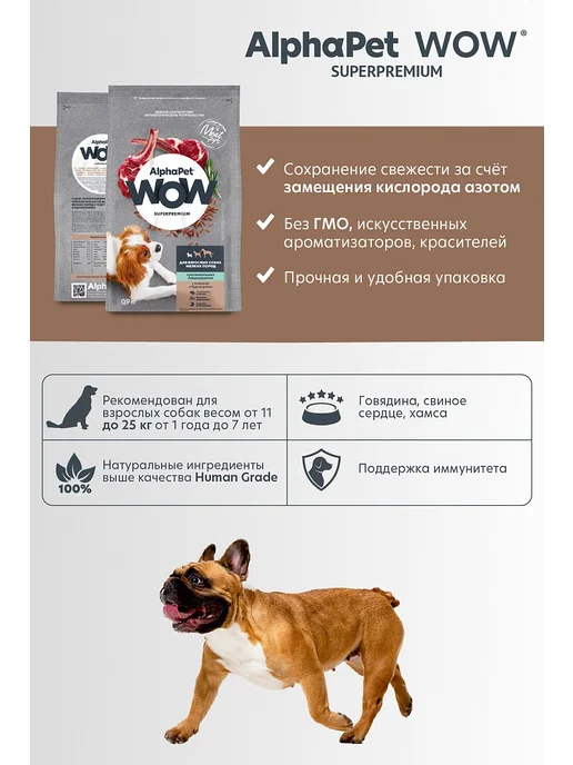 Сухой корм AlphaPet Wow Superpremium для собак, ягненок, 0,9 кг, фото 6