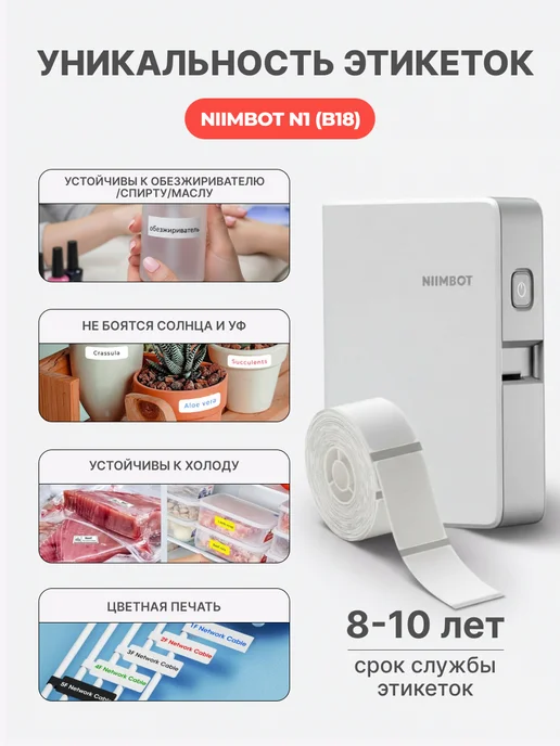 Niimbot Этикетки круглые для термопринтера N1(B18), белый, фото 4