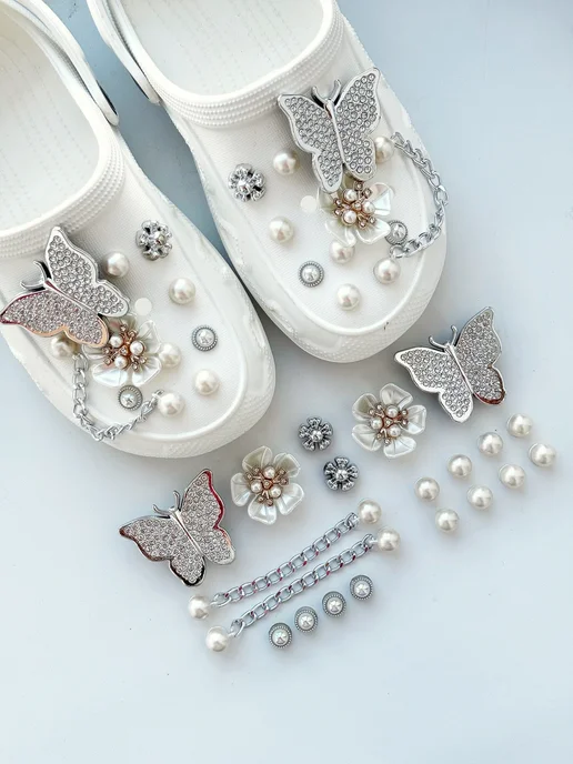 Джибитсы JibbStore Джибитсы на crocs, Jibbitz набор бижутерный, белый