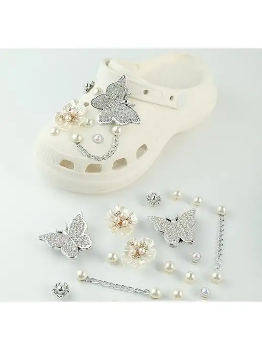 Джибитсы JibbStore Джибитсы на crocs, Jibbitz набор бижутерный, белый, фото 3