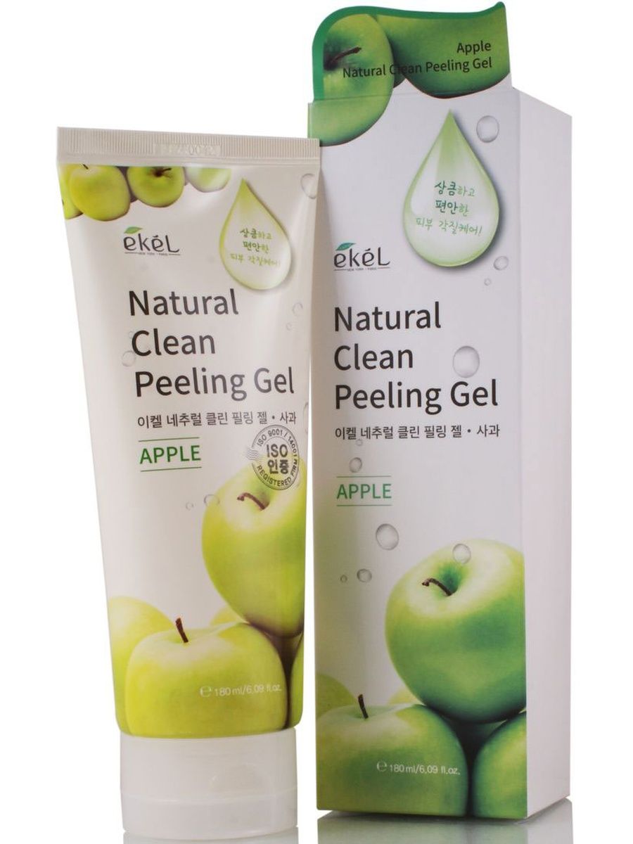 Ekel natural clean peeling Gel Apple. Apple natural clean peeling Gel 180 ml. Пилинг-скатка с экстрактом зеленого яблока Ekel natural clean peeling Gel Apple, 180мл. Пилинг скатка с яблоком Ekel.