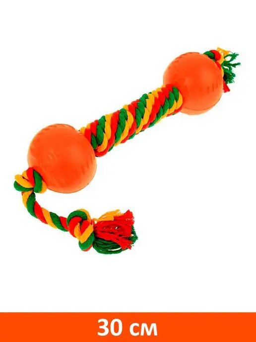 DOGLIKE Игрушка Dental Knot Гантель канатная собак цветная 10 х 30см, 10x30 см