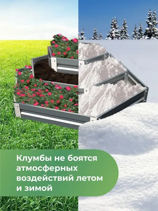 По Уму Клумба садовая оцинкованная шестигранная. Трехъярусная горка, серый, фото 5