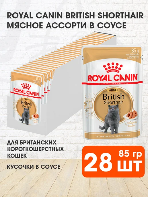 Royal canin Корм для кошек влажный British Shorthair Британская 85г 28шт, 85 г, 28 шт