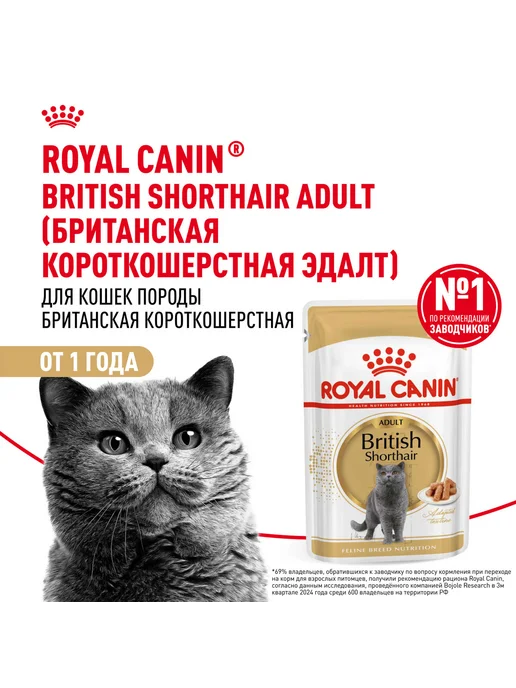 Royal canin Корм для кошек влажный British Shorthair Британская 85г 28шт, 85 г, 28 шт, фото 2