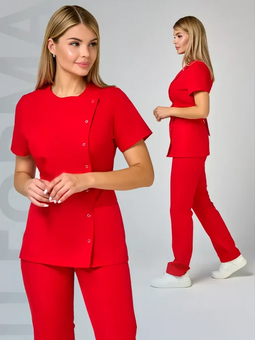U-Forma Медицинский костюм с брюками, красный