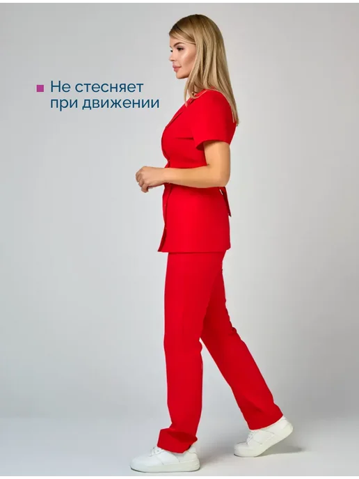 U-Forma Медицинский костюм с брюками, красный, фото 3