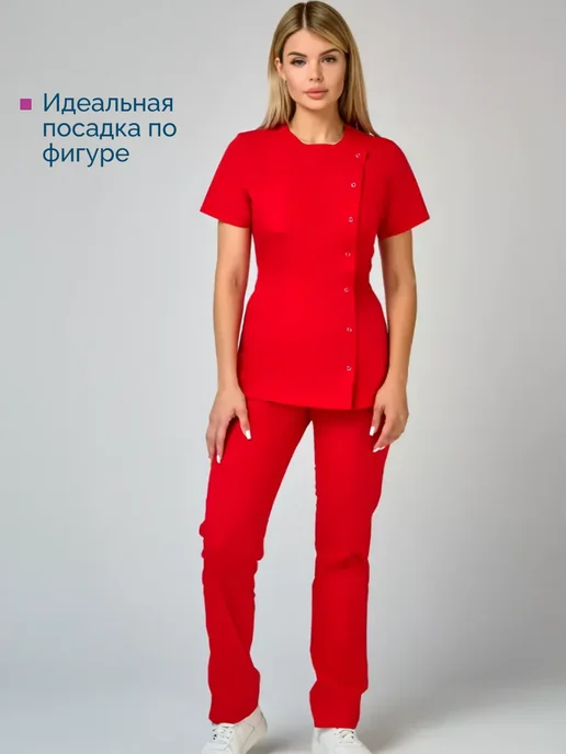 U-Forma Медицинский костюм с брюками, красный, фото 6