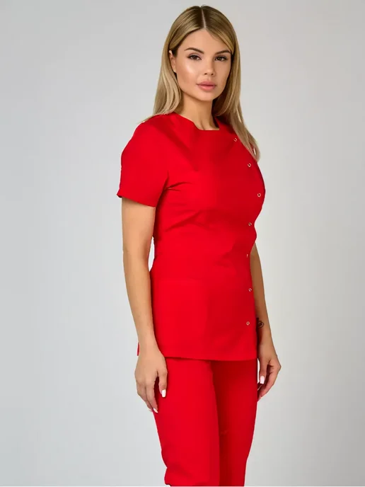 U-Forma Медицинский костюм с брюками, красный, фото 7