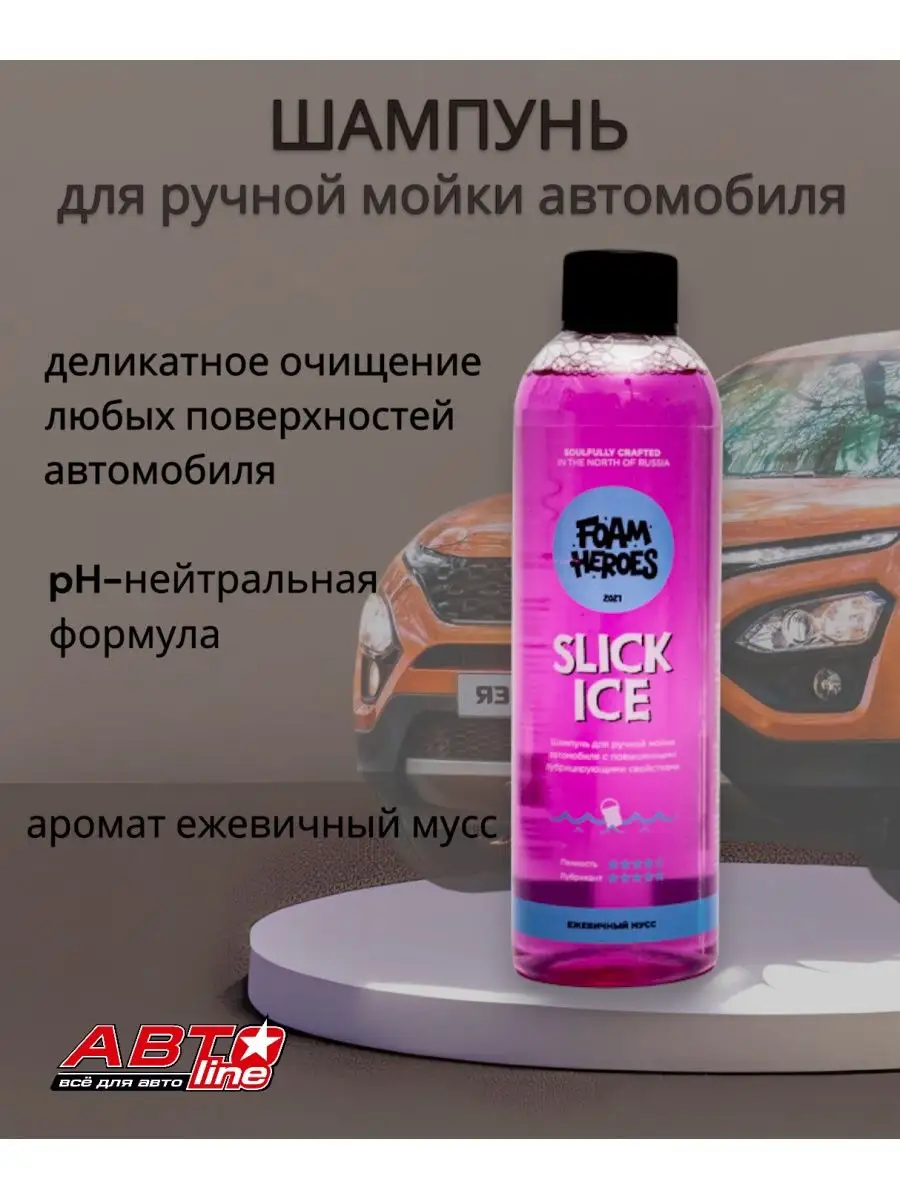 Автошампунь для ручной мойки Slick Ice Berry, 500мл Foam Heroes 167766144  купить в интернет-магазине Wildberries