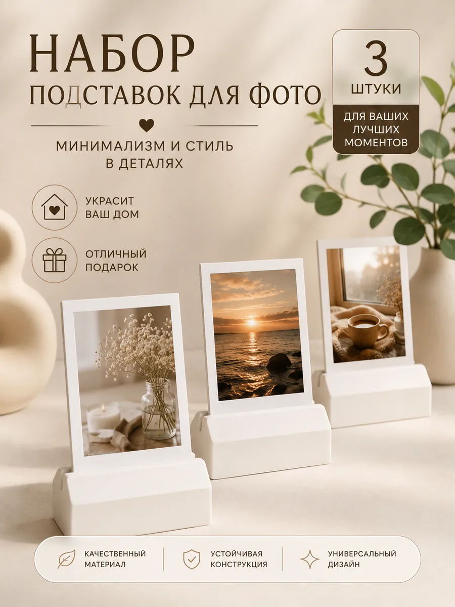 Ценникодержатель из гипса / Прямоугольный / Набор 3штуки