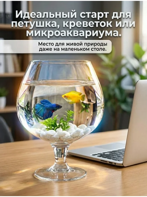 СТЕКЛОЗАВОД НЕМАН Аквариум бокал для рыбок стеклянный 3.5 л, 3,5 л, фото 3