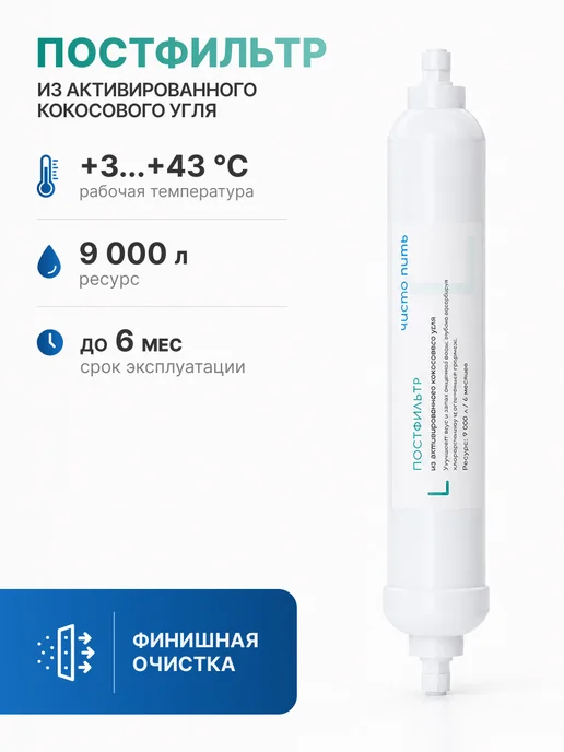ЧИСТО ПИТЬ Постфильтр для обратного осмоса угольный, вариант, фото 4