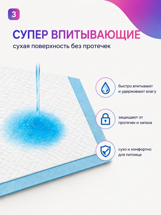 be.pet Пеленки для собак одноразовые гелевые 60х60 40 штук, вариант, фото 2