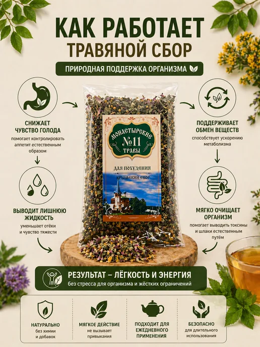 Монастырские Травы Монастырский травяной сбор №11 "Похудения", вариант, фото 3